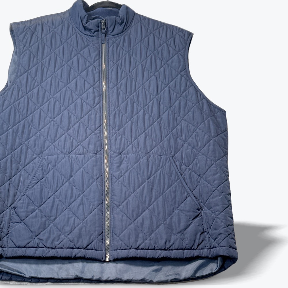 Chaps‎ Mens Navy Blue Diamond Quilted Full Zip Mock Neck Puffer Vest XXL